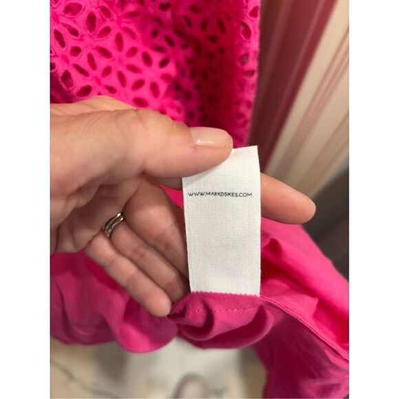 MDS Stripes Pink Eyelet Peasant Dress size 10 - Picture 7 of 7